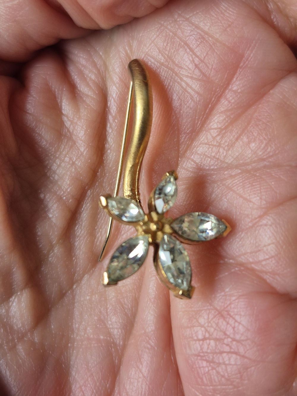 Gold Floral Crystal Drop Earring - Women Jewelry